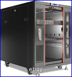 18U Server Rack Network Cabinet 32 Inch Depth Lockable Data Enclosure IT Box