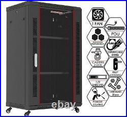 18U Wall Mount Network IT Server Cabinet Enclosure Rack HQ FULLY Equipped