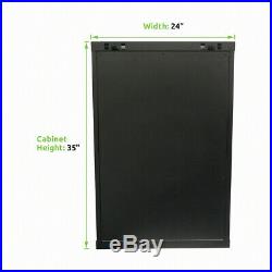18U Wall Mount Network Server Cabinet Rack Enclosure Glass Door Lock withshelves