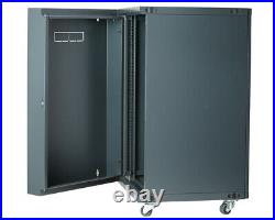 18U Wall Mount Network Server Cabinet Rack Enclosure meshed Door Lock Rear-Open