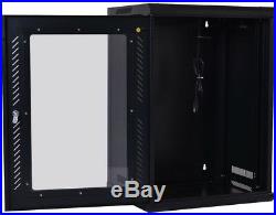 18U Wall Mount Network Server Data Cabinet Enclosure Rack Glass Door Lock With Fan