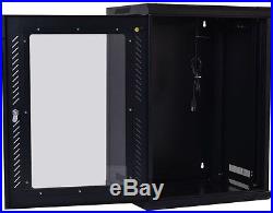 18U Wall Mount Network Server Data Cabinet Enclosure Rack Glass Door Lock with Fan