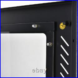 18U Wall Mount Network Server Data Cabinet Enclosure Rack Glass Door Lock with Fan