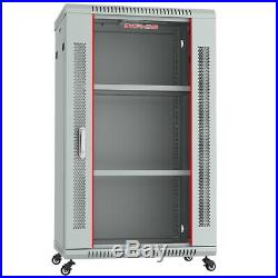 18U Wall Mount Network Server Data Cabinet Rack Enclosure Light Gray with Bonus