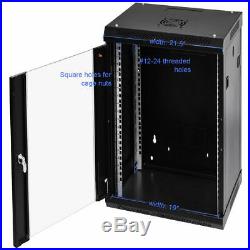 18U Wallmount Data Cabinet Enclosure 19 Server Network Rack Locking Glass Door