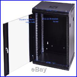18U Wallmount Data Cabinet Enclosure 19 Server Network Rack Locking Glass Door