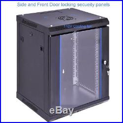 18U Wallmount Data Network Server Cabinet Enclosure Rack with Locking Glass Door
