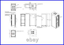 22U 39 Inch Deep Server Rack Cabinet Enclosure PDU Cooling System LCD