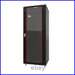 22U 600 IT Rack Server Data Cabinet Enclosure Glass Door withcasters Lock