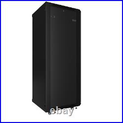 22U 600 IT Rack Server Data Cabinet Enclosure Glass Door withcasters Lock