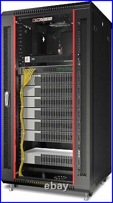 22U Server Rack Locking Network Cabinet Data Enclosure with PDU-Feet-Fan-Shelf