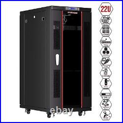 22U Server Rack Network Cabinet 32 Inch Depth Lockable Data Enclosure IT Box