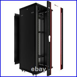 27U 600 IT Rack Server Data Cabinet Enclosure Glass Door Lock