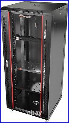 27U Cabinet Server Enclosure Fully Lockable Portable Rack Accessories