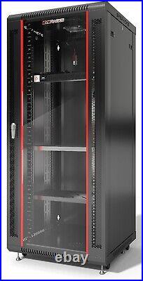 27U Cabinet Server Enclosure Fully Lockable Portable Rack Accessories