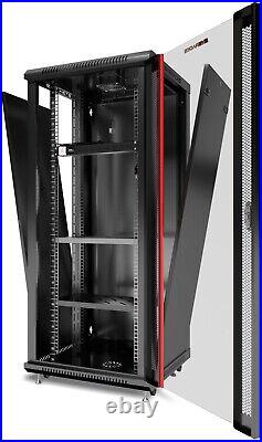 27U SERVER RACK DATA BOX CABINET ENCLOSURE 2 SHELVES PDU FAN (24w x24d x51h)