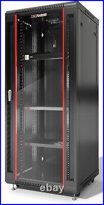 27U SERVER RACK DATA BOX CABINET ENCLOSURE 2 SHELVES PDU FAN (24w x24d x51h)