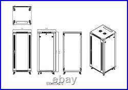 27U SERVER RACK DATA BOX CABINET ENCLOSURE 2 SHELVES PDU FAN (24w x24d x51h)