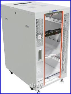 27U Server Rack Cabinet 35'' (900 mm) Depth Sysracks Enclosure Light Gray