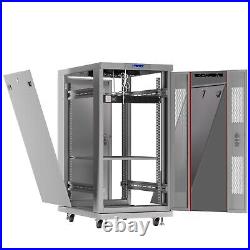 27U Server Rack Cabinet 35'' (900 mm) Depth Sysracks Enclosure Light Gray