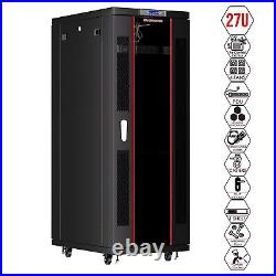 27U Server Rack Network Cabinet 32 Inch Depth Lockable Data Enclosure IT Box