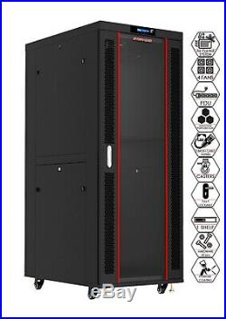 32U 35 Deep Server Rack Cabinet Enclosure Fits Most 19 Equipment. BONUS Free