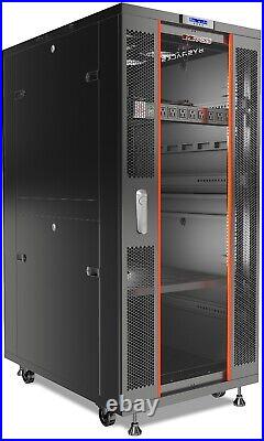 32U Server Rack Network Cabinet 32 Inch Depth Lockable Data Enclosure IT Box