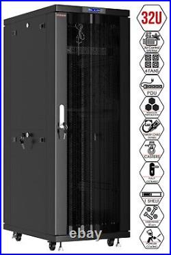 32U Sysracks IT Network Data Server Rack Cabinet Enclosure 39 Deep VENTED DOORS