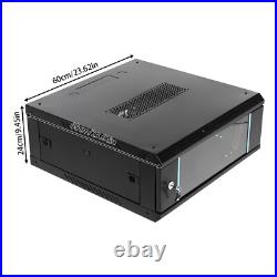 4U 24 Deep Wall Mount Network Server Rack Data Cabinet Enclosure Glass Front 4U 24 Deep Wall Mount Network Server Rack Data Cabinet Enclosure Glass Front