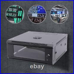 4U 24 Deep Wall Mount Network Server Rack Data Cabinet Enclosure Glass Front 4U 24 Deep Wall Mount Network Server Rack Data Cabinet Enclosure Glass Front