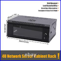 4U Server Cabinet Case Wall Mount Network Server Data Cabinet Enclosure Rack