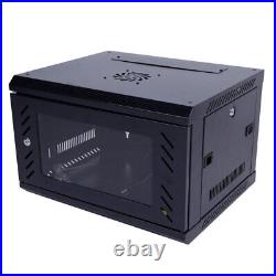 6U Black Network Cabinet with Cooling Fan Rack Mount Server Enclosure