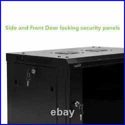 6U IT Wall Mount Network Server Cabinet Rack Enclosure Glass Door Lock withshelf