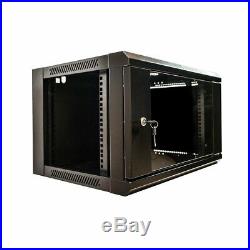 6U Server Cabinet Rack Enclosure Wall Mounted WithLocking Glass Door 23.6 inches d
