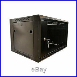6U Server Cabinet Rack Enclosure Wall Mounted WithLocking Glass Door 23.6 inches d