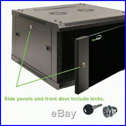 6U Wall Mount 19 Server 600mm Cabinet Rack Enclosure Glass Door Lock WithShelf