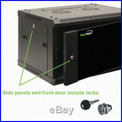 6U Wall Mount Network Server 19 Cabinet Rack Enclosure Glass Door Lock WithShelf