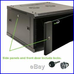 6U Wall Mount Network Server 600mm depth Cabinet Rack Enclosure Glass Door Lock