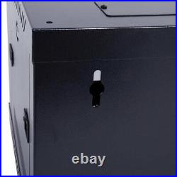 6U Wall Mount Network Server Cabinet Rack Enclosure glass Door Lock(Iron, Black)