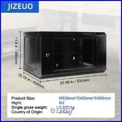 6U Wall Mount Server Cabinet IT Network Rack Enclosure Lockable Glass Door Black 6U Wall Mount Server Cabinet IT Network Rack Enclosure Lockable Glass Door Black
