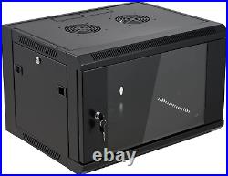 6U Wall Mount Server Cabinet Network Rack Enclosure Locking Glass Door by