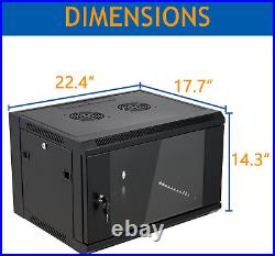 6U Wall Mount Server Cabinet Network Rack Enclosure Locking Glass Door by