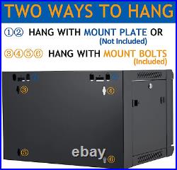 6U Wall Mount Server Cabinet Network Rack Enclosure Locking Glass Door by
