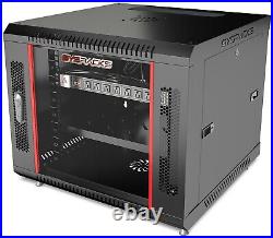 9U Server Rack Locking Network Cabinet Data Enclosure with PDU-Feet-Fan-Shelf