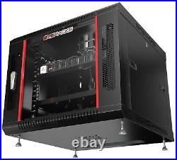 9U Server Rack Locking Network Cabinet Data Enclosure with PDU-Feet-Fan-Shelf