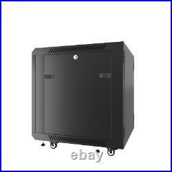 9U Server Rack Locking Network Cabinet Data Enclosure with PDU-Feet-Fan-Shelf