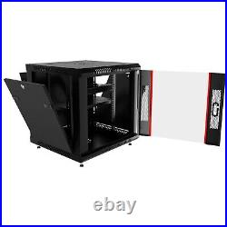 9U Server Rack Locking Network Cabinet Data Enclosure with PDU-Feet-Fan-Shelf