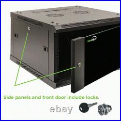 9U Wall Mount Network Server 19 Cabinet Rack Enclosure Door Lock With Shelves