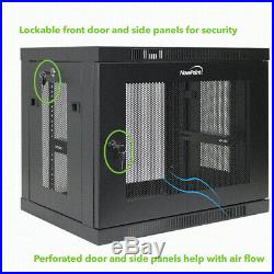 9U Wall Mount Network Server 19 Inch Cabinet Rack Enclosure Perforated Door Lock