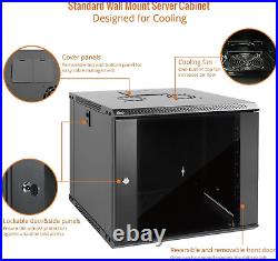 9U Wall Mount Server Cabinet IT Network Rack Enclosure Lockable Door and Side Pa